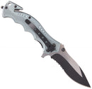 Boker Brand Navaja de bolsillo plegable Hero gris acero inoxidable 440A mango de aluminio