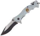 Boker Brand Navaja de bolsillo plegable Hero gris acero inoxidable 440A mango de aluminio