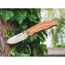 BOKER Pakka Hunter Navaja de bolsillo con bloqueo de revestimiento, mango de madera de acero 440B sin recubrimiento
