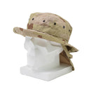 Genuine Dutch army boonie hat with DPM desert camouflage, wide brim, and adjustable chin strap for outdoor use.