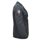 Chaqueta formal militar suiza original Diseño vintage de 4 bolsillos Gris oscuro