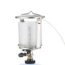 Primus Mimer Duo camping lantern with stainless steel body and frosted glass for warm, adjustable light and reliable outdoor use.