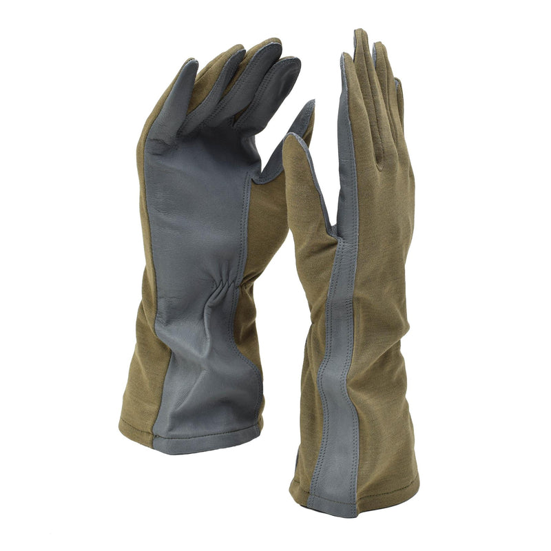 Guantes de oliva militares holandeses originales de cuero calentador de aramid resistente al calor de cuero Nuevo