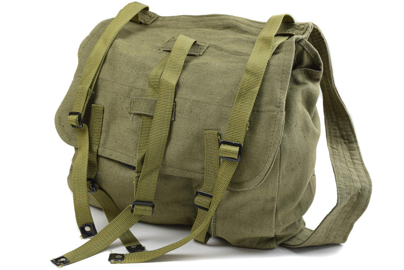 Bolsa de pan de ejército rumano genuino excedente militar lienzo de oliva havversack od nuevo