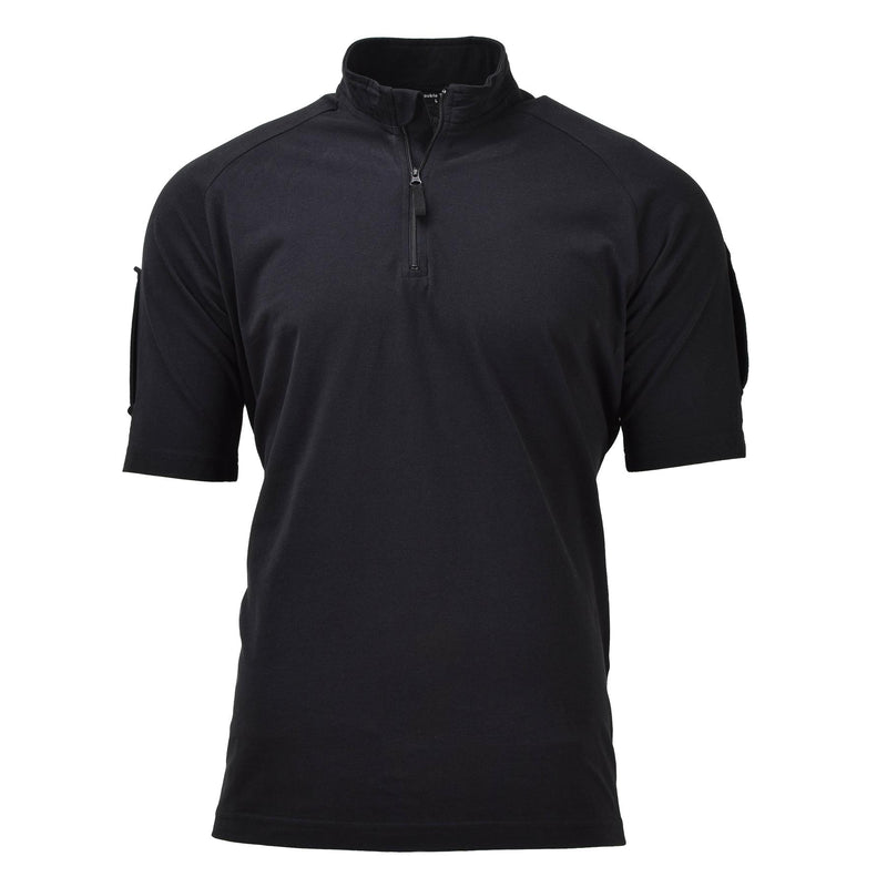 Camisetas tácticas de la policía del ejército británico original manga corta con cremallera negra nueva