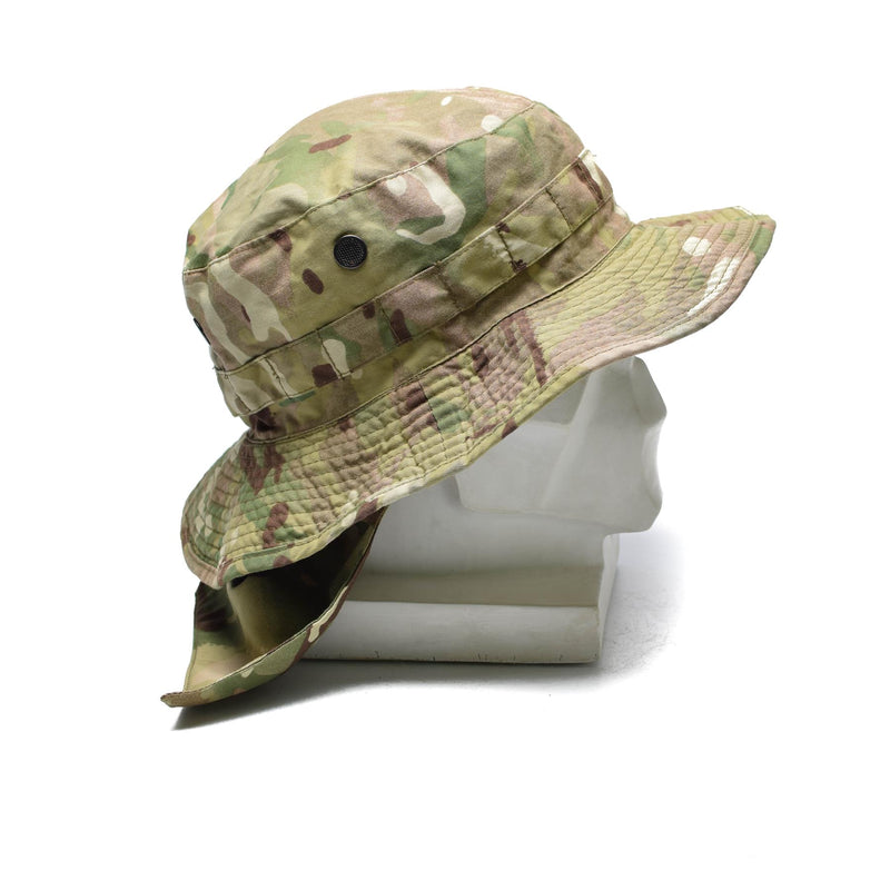 Sombrero de camuflaje táctico británico original MTP Boonie Cap with Neck Slap Summer Sombrero