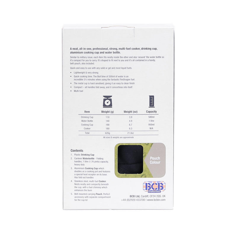 BCB Sistema de cocción múltiple de combustible Nata Flask Stufo de aluminio Bolsa Black Pouch