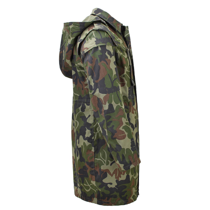 Parka militar rumano original M93 CAMO HOJA Capeta de chaqueta larga táctica nueva