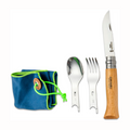 Opinel Picnic+ N°08 Juego de Cubiertos Cuchillo Plegable Cuchara Tenedor Camping Haya