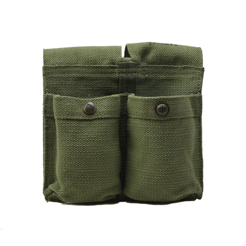 Original Norwegian Army Magazine Pouch Vintage doble munición Bag Verde lienzo nuevo