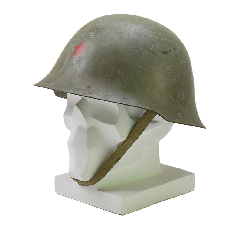 Casco de acero táctico serbio original con revestimiento de engranajes de combate oliva