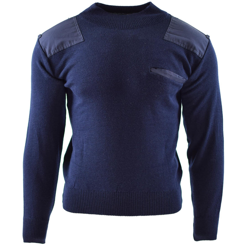 Genuino jersey del ejército holandés Jumper azul suéter militar Oficial de cuello redondo