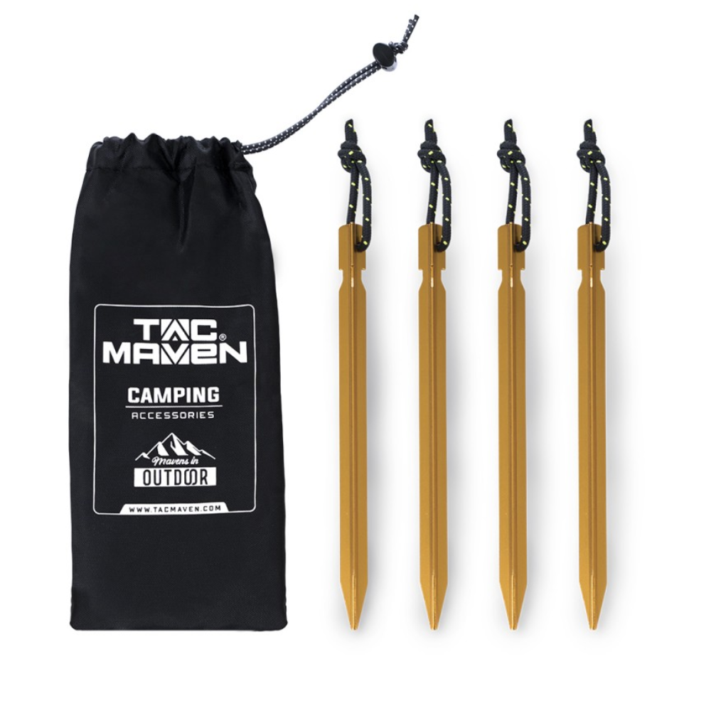 TAC MAVEN Clavos de tierra Juego de clavijas de lona para tienda de campaña de aluminio 4 accesorios para acampar