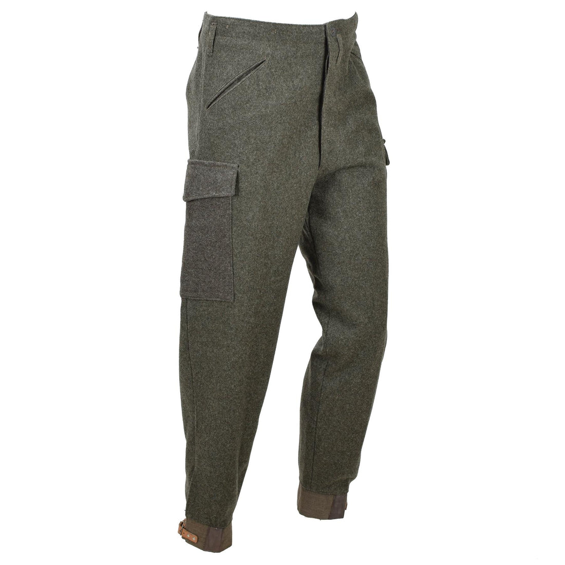 Pantalones de campo originales del ejército sueco M39/58 Excedente de carga de lana Verde oliva