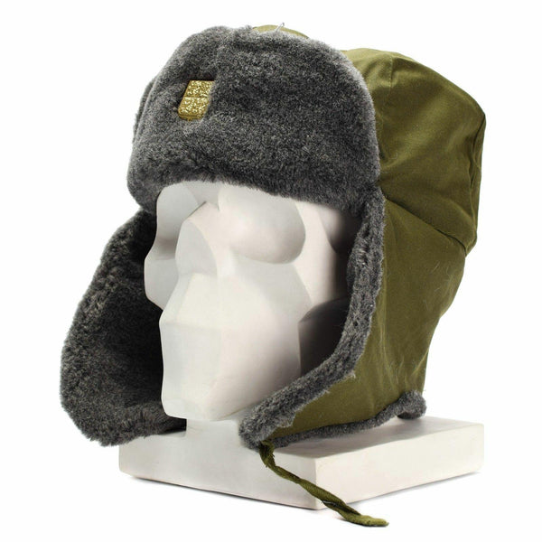 Genuino Capitán Checa CAP MILITAR HABLO DE INVIERNO USHANKA GABE GRIS GRIS CON INCUMSIÓN NUEVA