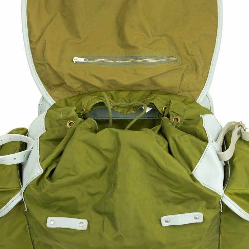 Mochila militar noruega genuina con paquete de mochila de cuero de lona del ejército de marco