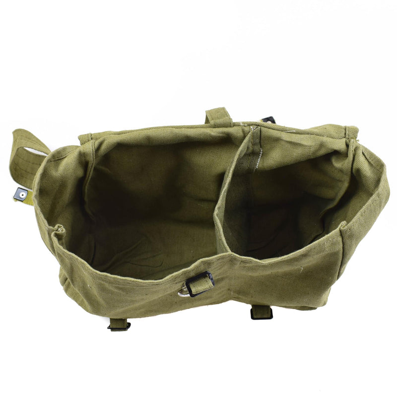 Bolsa de pan de ejército rumano genuino excedente militar lienzo de oliva havversack od nuevo