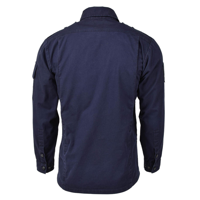 Camisa militar de manga larga uniforme de manga larga uniforme azul de la chaqueta del ejército holandés