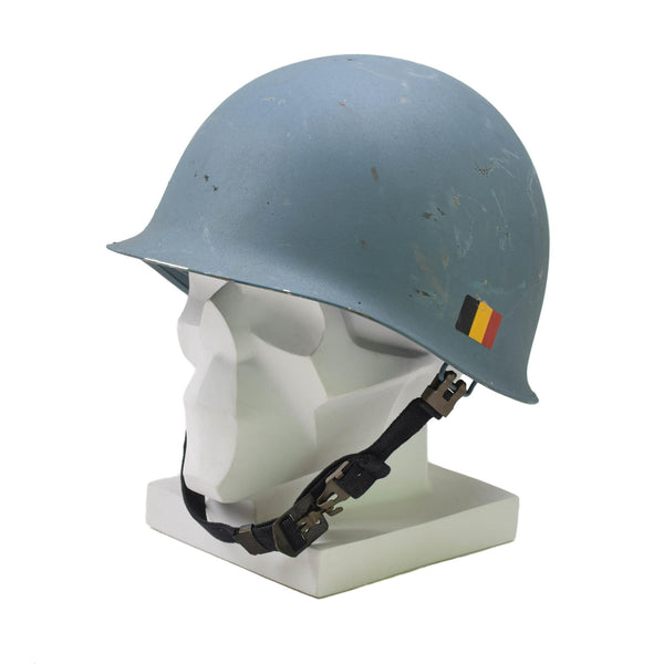 Casco de acero belga militar original M51 Combate táctico PVC PVC Light Blue