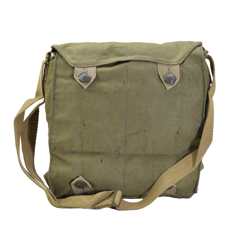 Bolsita de hombro de máscara de gas militar checa original lienzo verde