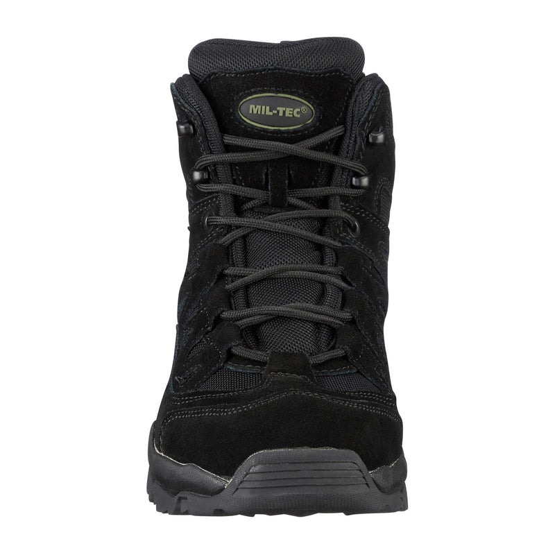 Botas de escuadrón Mil-Tec Botridas Mid-Round Sole Camping Footwear de gamuza negra al aire libre