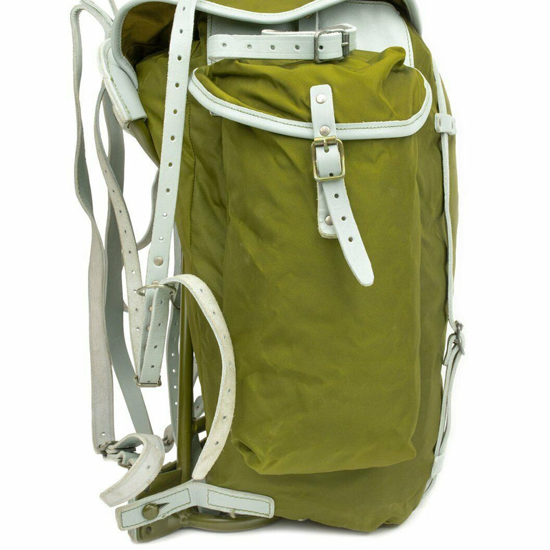Mochila militar noruega genuina con paquete de mochila de cuero de lona del ejército de marco