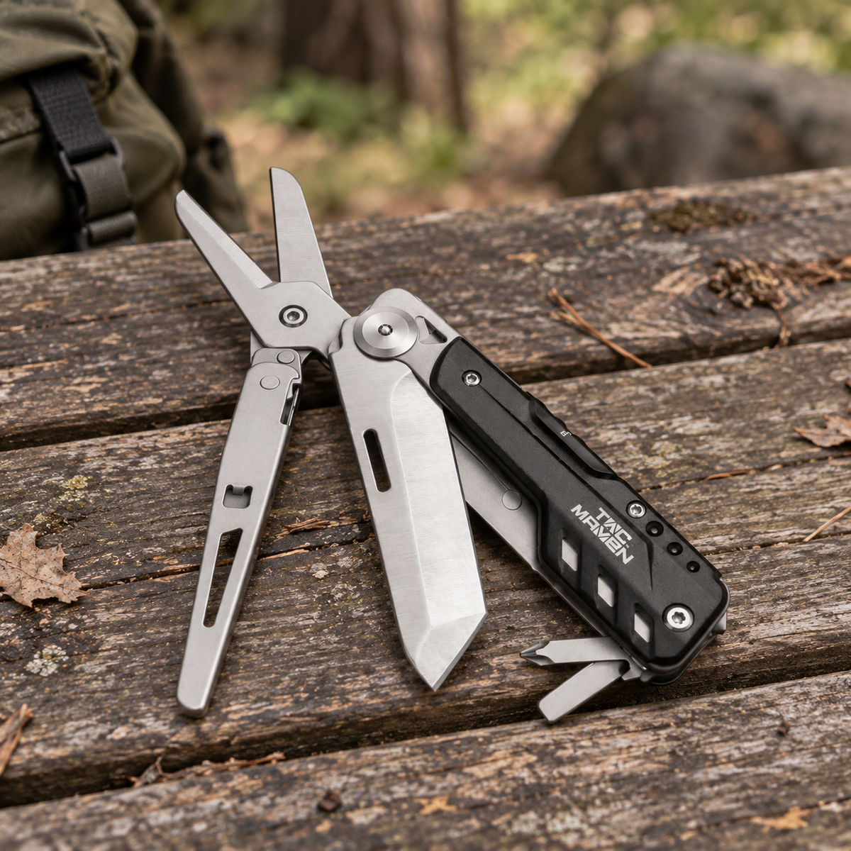 TAC MAVEN Odin Tijeras multiherramienta para acampar Herramienta de bolsillo de acero inoxidable 440 Negro