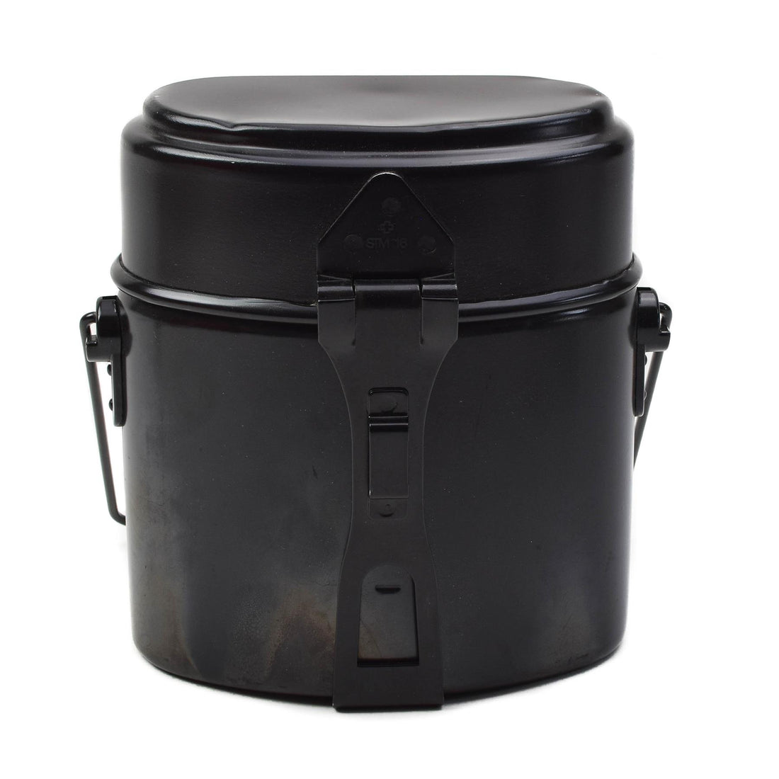 Original Swiss Army Mess Kit Juego de cocina de aluminio para acampar de 3 piezas, negro