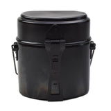 Original Swiss Army Mess Kit Juego de cocina de aluminio para acampar de 3 piezas, negro