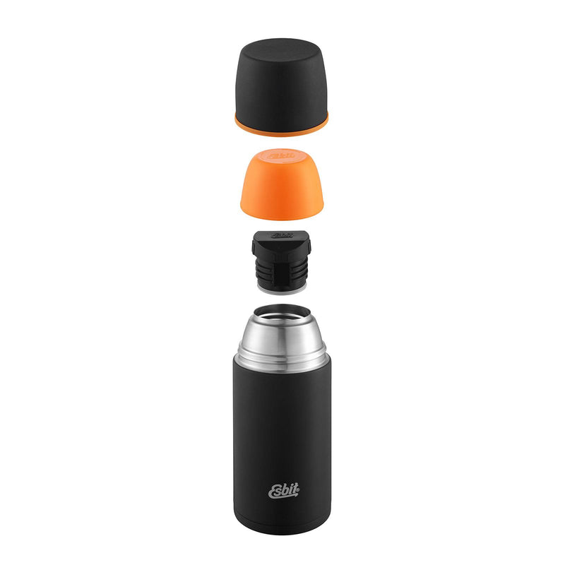 Frasco de vacío inoxidable de marca ESBIT 750ml Negro 12 horas de retención de calor Taza adicional