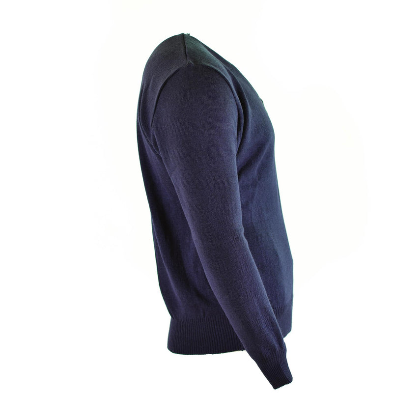 Sétero original del ejército checo Jumper lana azul de lana en V excedente militar nuevo