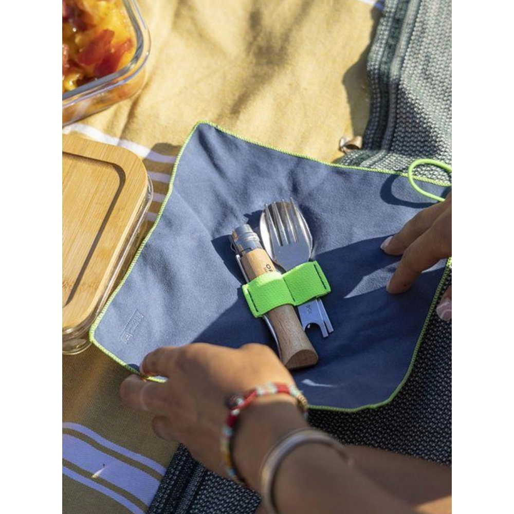 Opinel Picnic+ N°08 Juego de Cubiertos Cuchillo Plegable Cuchara Tenedor Camping Haya