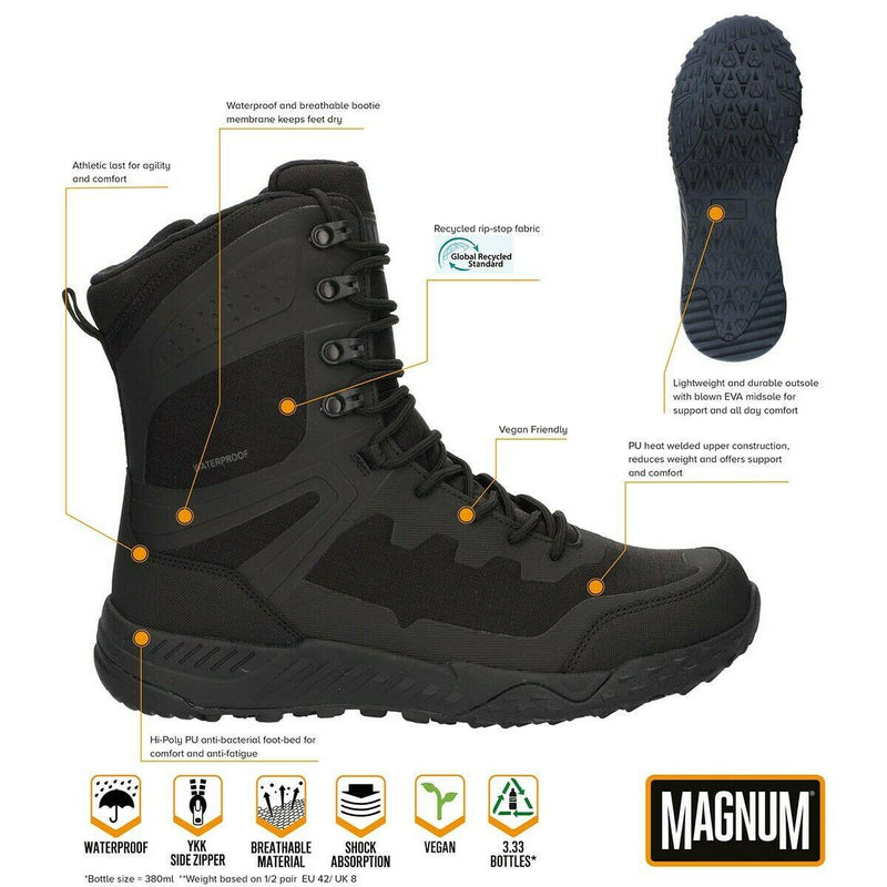 Magnima Ultima 8.0 Botas de combate impermeables Senderismo Cabirado liviano Black