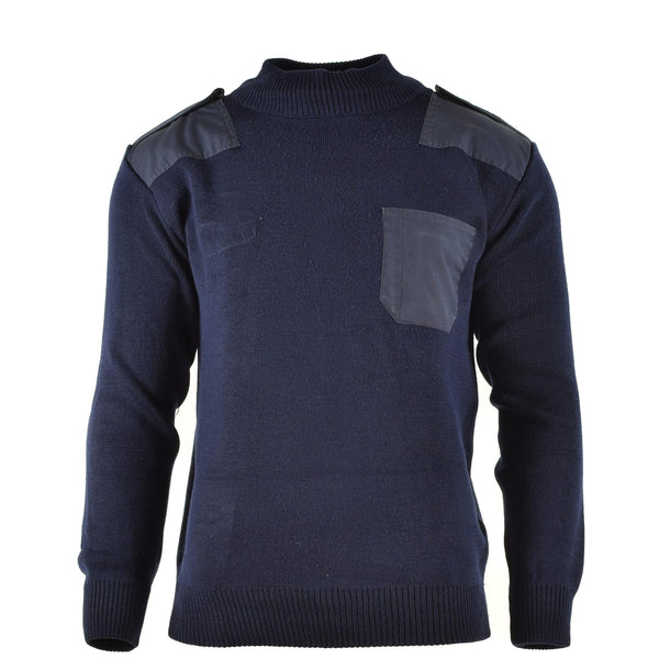 Genuino jersey del ejército holandés Jumper azul suéter militar Oficial de cuello redondo
