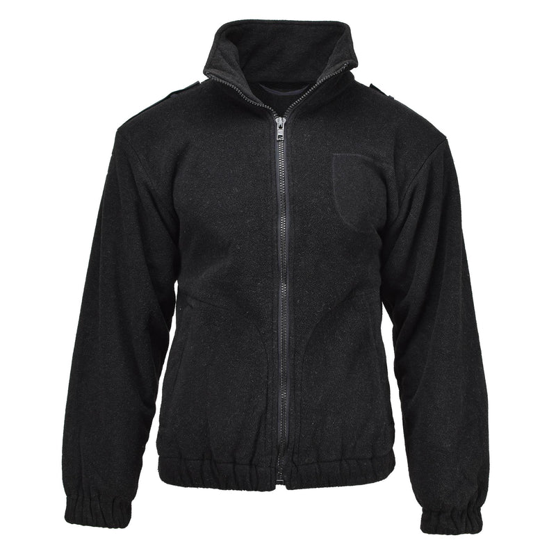 Chaqueta de vellón de la policía militar holandesa original suéter de invierno negro