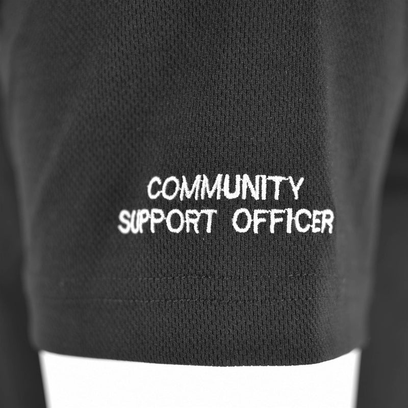 Camiseta de la policía británica genuina Black Breatable Funcional Funcional Functional Zip Guard