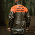Chaqueta impermeable de protección civil suiza original abrigo largo verde oliva