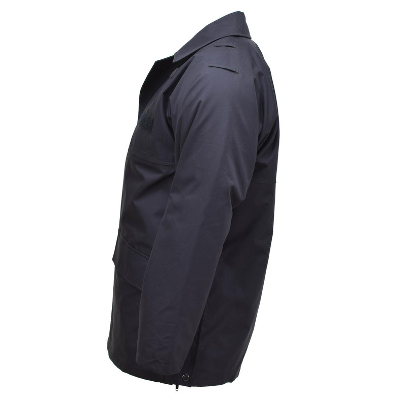 Gran chaqueta de lluvia británica Police Police Solid Black forrado de agua impermeable