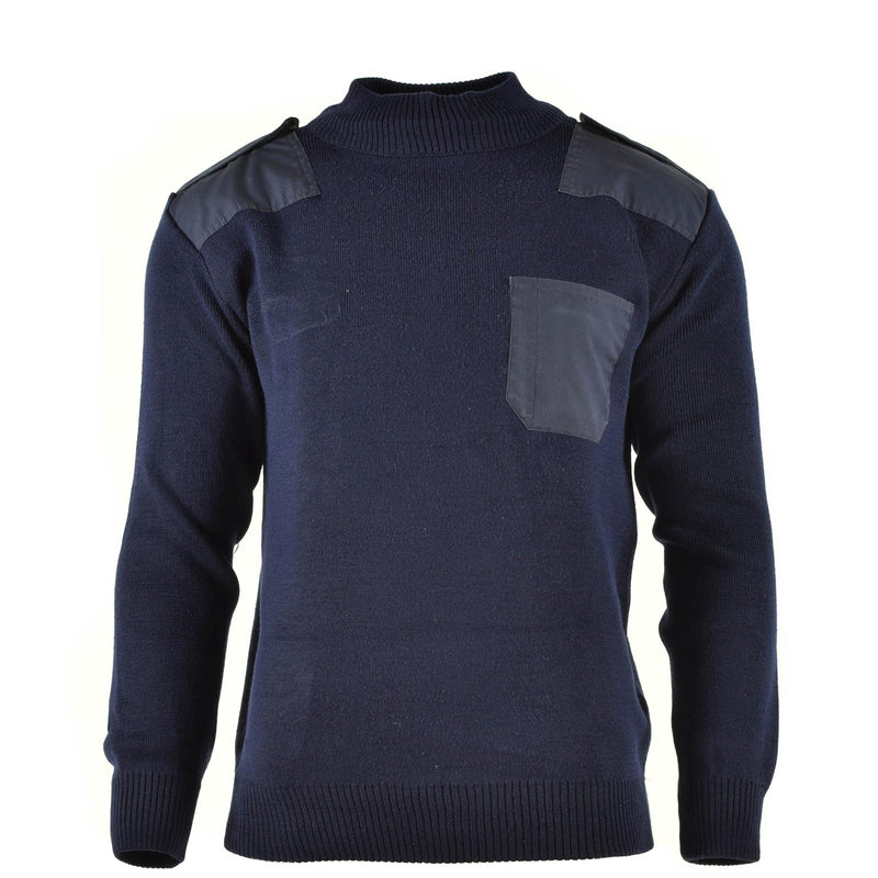 Genuino jersey del ejército holandés Jumper azul suéter militar Oficial de cuello redondo