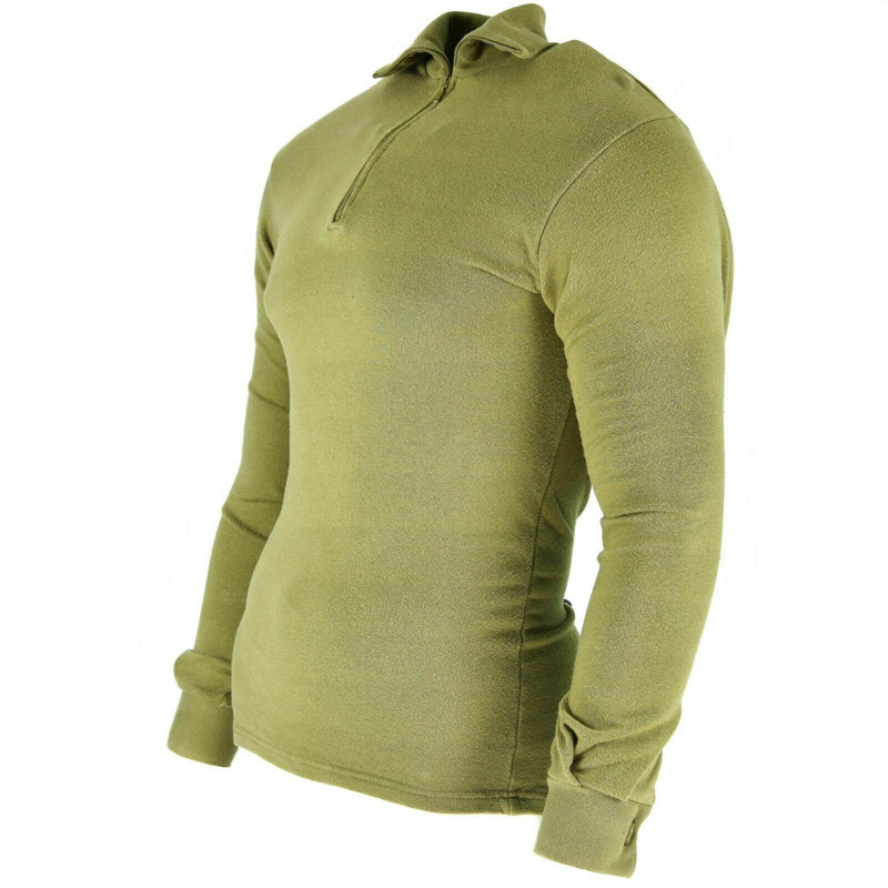 Camisa tricot del ejército británico original cremallera con cremallera con cremallera verde termal