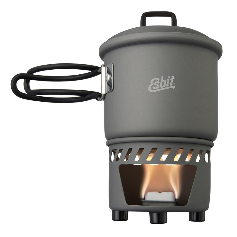 Conjunto de cocción de marca Esbit estufa de combustible sólido para acampar supervivencia de agua calefacción de alimentos