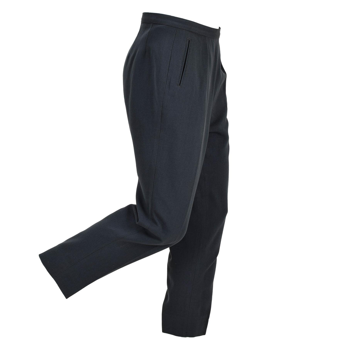Pantalones formales militares suecos originales con bolsillos diagonales y pliegues delanteros en azul