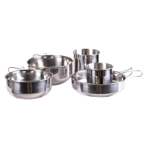 Mil-Tec Cooking Set de acero inoxidable de acero inoxidable Utensilios para acampar al aire libre para acampar.