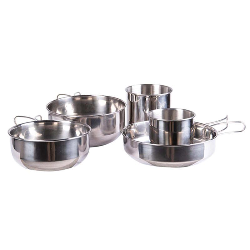 Mil-Tec Cooking Set de acero inoxidable de acero inoxidable Utensilios para acampar al aire libre para acampar.