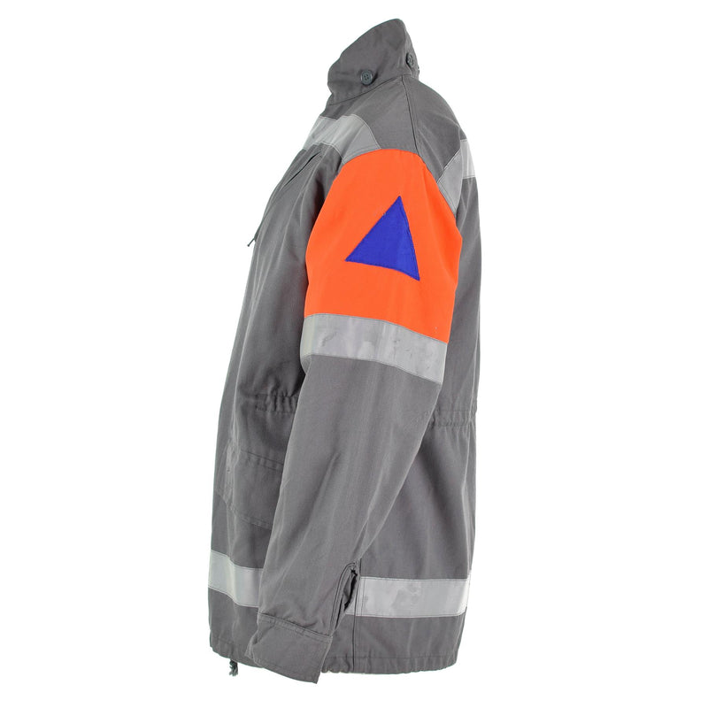 Chaqueta del ejército checo original CZ Defensa civil Gray Field Surplus Banda reflectante