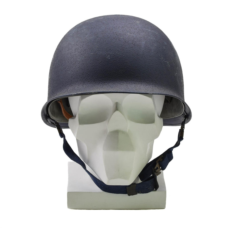 Casco de acero belga militar original M51 Combate táctico Ejército interno PVC Azul
