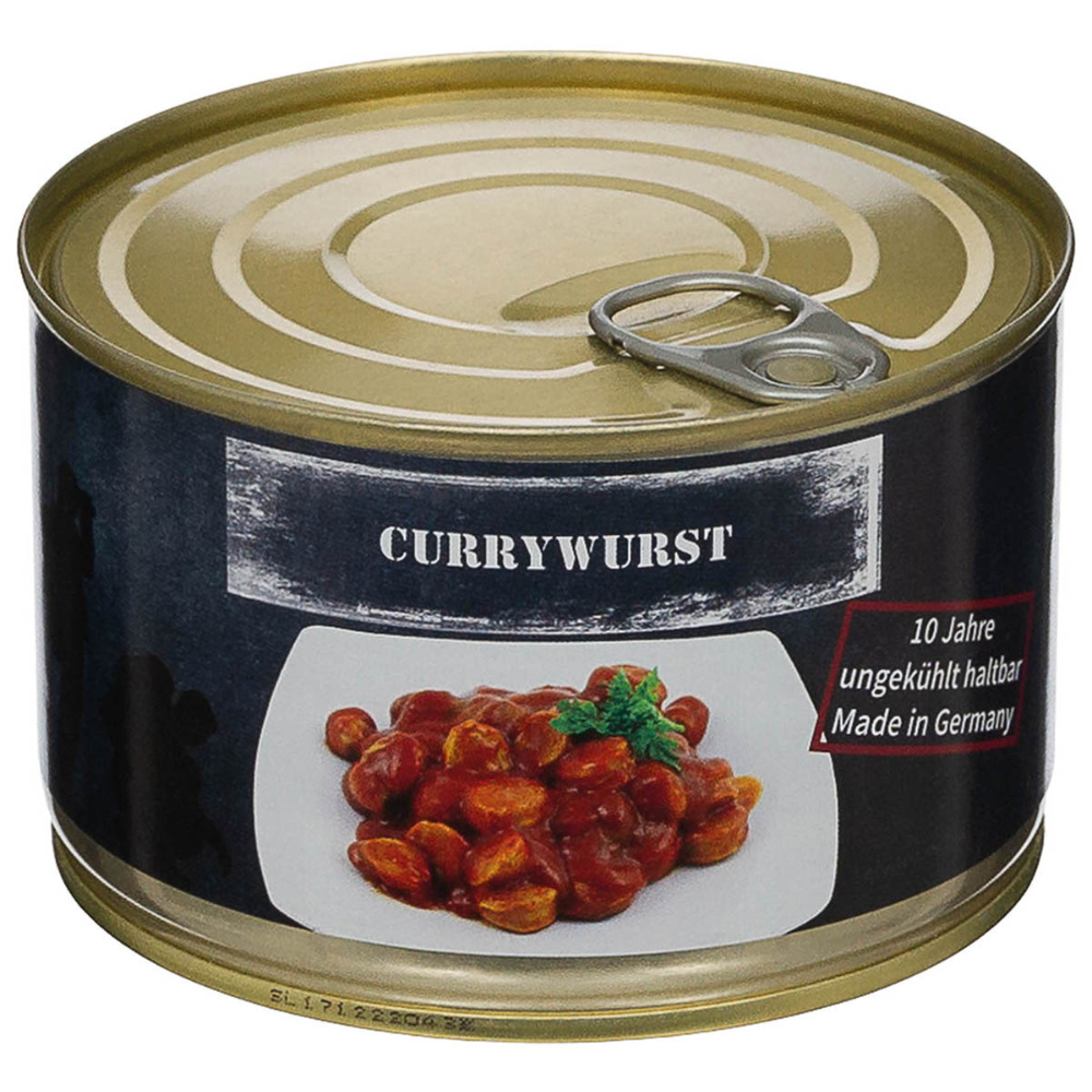 MFH Salchicha Al Curry, 400 g, Alimento Enlatado para Acampar Al Aire Libre, Larga Vida útil