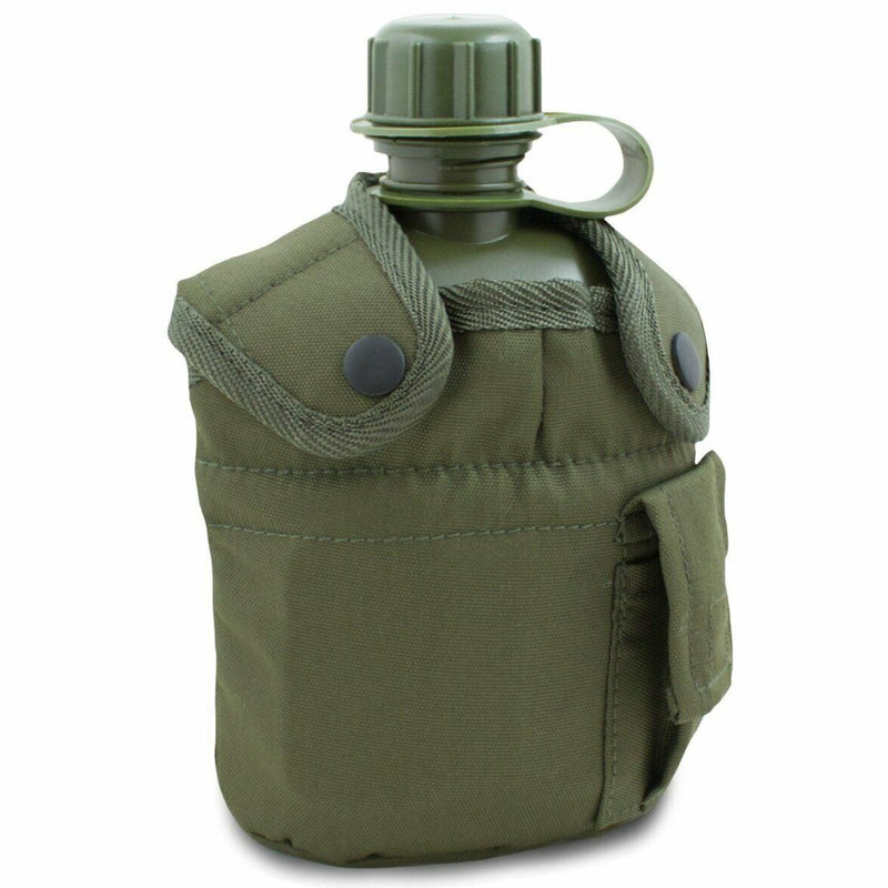 Botella de agua de cantina M1 de estilo del ejército de EE. UU. Con taza de cubierta y clips de Alice Militares de los Estados Unidos