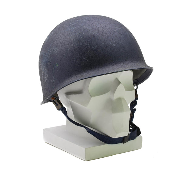Casco de acero belga militar original M51 Combate táctico Ejército interno PVC Azul