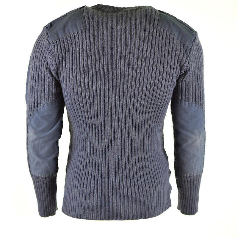 Jumper del ejército británico Original Comando Jumper azul suéter gris lana en V